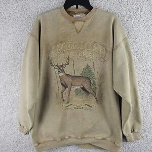 Vintage 90s Galt Sand American Sportsmen Wildlife Deer Buck Sweatshirt Sz Large